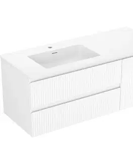 Kúpeľňový nábytok MEXEN/S - Rivel kúpeľňová skrinka 120 cm s umývadlom Otis ľavá, 2S, 1D, reliéf, biela mat 91A23-12047-3-BBFFF01-W18L01
