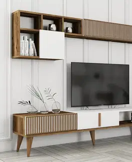 Obývacie steny TV skrinka / Obývacia stena Milan TV - Walnut, White