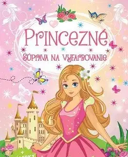 Nalepovačky, vystrihovačky, skladačky Princezné - súprava na vyfarbovanie