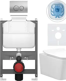 Záchody CERANO - Kompletný WC set Basic/Forte - biela lesklá - WC tlačidlo Dualo/Strieborná - ovládanie zhora - predstenová inštalácia - 51x36 CER-8050BD86115