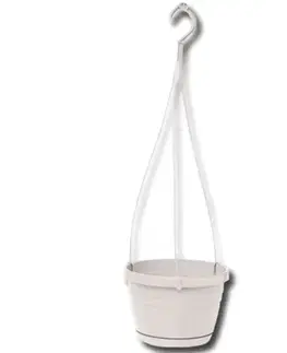 Záhrada Závesný kvetináč  LOGATO s podmiskou plast 20x15 cm biely