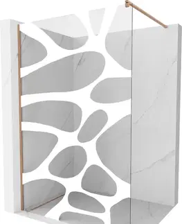Sprchové dvere MEXEN/S - Kioto Sprchová zástena Walk-in 90 x 200, biely vzor 8 mm, meď kartáčovaná 800-090-101-65-97