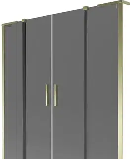 Sprchové dvere MEXEN/S - Velar L Duo dvojkrídlová posuvná vaňová zástena 140 x 150, grafit, zlatá 896-140-003-42-50