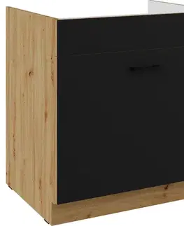 Kuchynské skrinky stojace Kuchynská skrinka Modena čierna/dub artisan 80ZL 1S BB