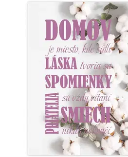 Obrazy s textom Obraz s rámom na stenu - bavlnik vo fialovej
