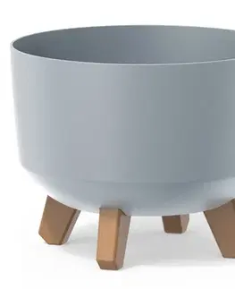 Kvetináče a truhlíky NABBI DGRL240 plastový kvetináč na nožičkách 23,8 cm svetlosivá