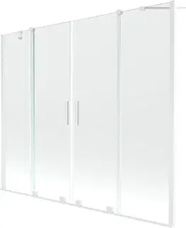 Sprchové dvere MEXEN/S - Velar Duo Dvojkrídlová posuvná vaňová zástena 200 x 150, transparent, biela 896-200-000-02-20