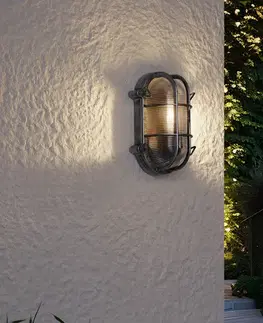 Vonkajšie nástenné svietidlá Vonkajšia nástenná lampa strieborná oválna IP44 - Noutica