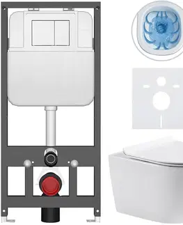 Záchody CERANO - Kompletný WC set Basic/Felci - biela lesklá - WC tlačidlo Maxio/Biela - závesné - predstenová inštalácia - 53x37 CER-8050BD86078