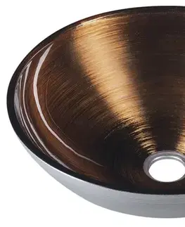 Umývadlá SAPHO - MURANO WENGE sklenené umývadlo na dosku, priemer 40cm, strieborná/meď AL5318-66