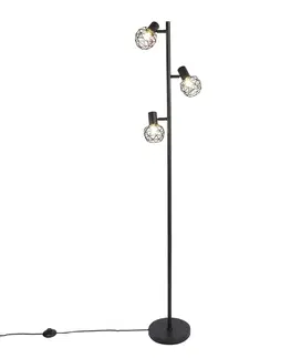 Stojace lampy Dizajnová stojaca lampa čierna 3-svetlo nastaviteľná - Mesh