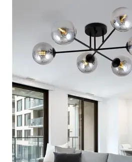 Svietidlá EMIBIG Prisadený luster ROMA 6xE14/10W/230V čierna/dymová 1245/6