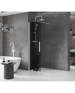Sprchové dvere MEXEN/S - Velar Sprchová zástena posuvná Walk-in 85 x 200, grafit 8 mm, biela 871-085-000-43-20