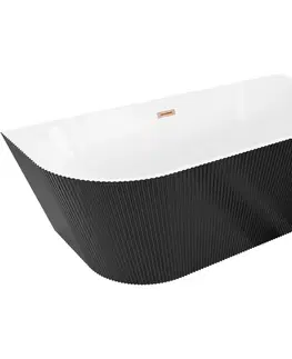 Vane MEXEN/S - Oris voľne stojaca vaňa nástenná reliéf 170 x 80, biela/čierna, sifón a prepad meď kartáčovaná 52871708075-65
