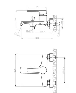 Kúpeľňové batérie INVENA - Vaňová batéria FIRA čierna BW-71-004-V