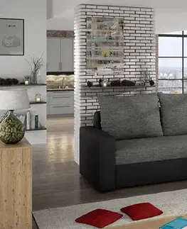Sedacie súpravy NABBI Lucca L/P rohová sedačka s rozkladom a úložným priestorom sivá (Sawana 05) / čierna (Soft 11)
