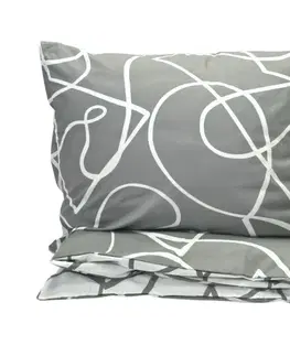Obliečky Obliečky bavlnené Merlot sivé TiaHome - 2x Vankúš 90x70cm, 1x Paplón 200x220cm