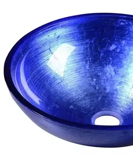 Umývadlá SAPHO - MURANO BLU sklenené umývadlo na dosku, priemer 40cm, modré AL5318-65