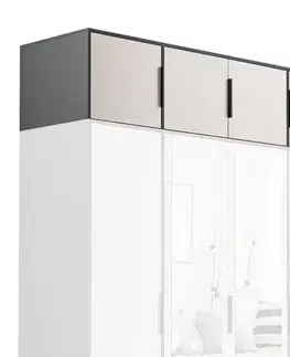 Nadstavce na skrine Nadstavec na skriňu Duarte D4  Kašmír / Čierna/ Zrkadlo