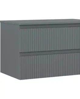 Kúpeľňový nábytok MEXEN/S - Rivel kúpeľňová skrinka pod umývadlo 80 cm s doskou, 2 zásuvky, reliéf, grafit mat 91A20-08047-2-BFFC66