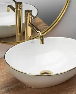 Umývadlá REA - Keramické umývadlo Sofia Gold Edge zlaté REA-U3287