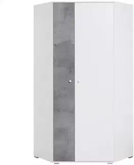 Šatníkové skrine Rohová skriňa Sigma Si2 biely Lux/betón