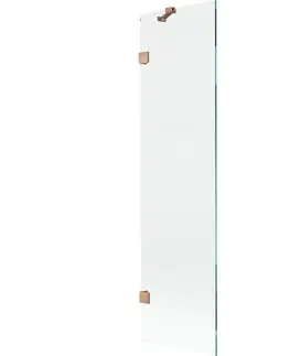 Sprchové dvere MEXEN/S - Lunar vaňová zástena FIX 50 x 150, transparent, meď kartáčovaná 897-050-000-65-00