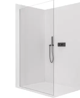 Sprchové dvere CERANO - Sprchová zástena Walk-in Crystal Ľ/P - 10 mm - bezvzperový systém - čierna matná, transparentné sklo - 160x200 CER-8050BD82675