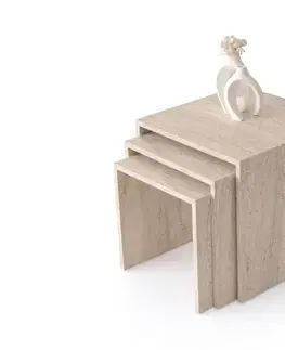 Konferenčné stolíky LEX set tri stolíkov, traventine