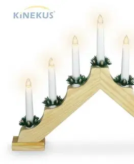 Svietniky Kinekus Svietnik vianočný 7 LED sviečok, elektrický, drevo