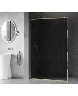 Sprchové dvere MEXEN/S - Kyoto-F Sprchová zástena WALK-IN s rámom 110 x 202, grafit 8 mm, zlato 800-110-104-50-40