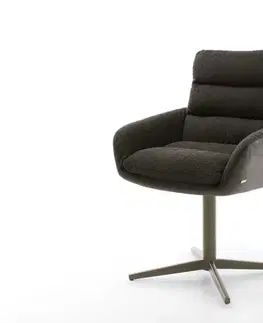 Jedálenské stoličky DELIFE Jedálenská stolička Abelia-Flex s opierkami zmiešané materiály čierna podstava podstava efektová titánová 360° otočná