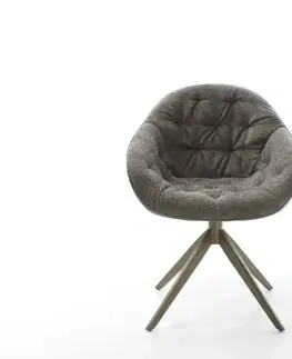 Jedálenské stoličky DELIFE Jedálenská stolička Gaio-Flex bouclé mäkký tmavobéžová krížová podstava široká titánová farba 360° otočná hojdacia funkcia