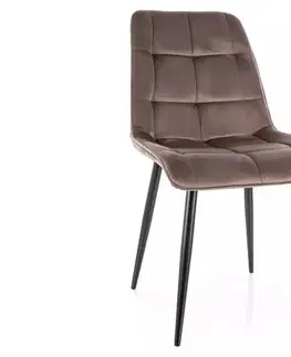Kuchynské a jedálenské stoličky Signal Jedálenská stolička CHIC VELVET | čierny mat nohy Farba: cappuccino BLUVEL 38