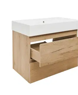 Kúpeľňový nábytok Kúpeľňová skrinka 2 zásuvková s umývadlom SAT B-Way 79x50x45 cm dub mat BWAY280OAKU2BI BWAY280OAKU2BI