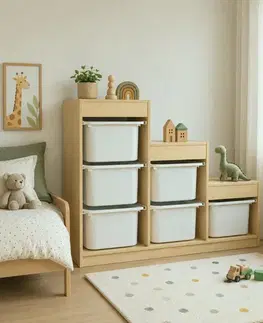 Regály a poličky KONDELA Trinis regál dub / biela