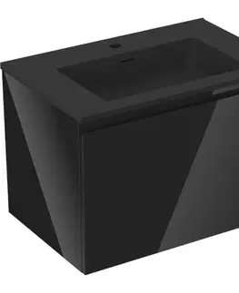 Kúpeľňový nábytok MEXEN/S - Orio kúpeľňová skrinka 70 cm s umývadlom Otis, 1 šuplík, čierna lesk/čierna mat 91A10-07047-1-BF70-W18M71
