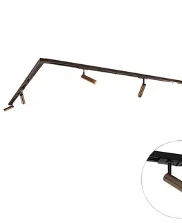 Koľajnicové svetelné systémy Moderný koľajnicový systém s 5 reflektormi tmavá bronz 1-fázový - Iconic Ivy