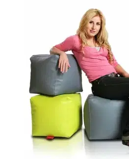 Sedacie vaky a kocky Sedací vak taburetka Cube S ekokoža TiaHome - sivá