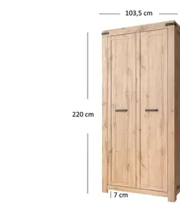 Šatníkové skrine MARIETTA šatníková skriňa 2D, dub Wotan