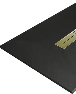 Vane MEXEN/S - Toro obdĺžniková sprchová vanička SMC 130 x 80, čierna, mriežka zlatá 43708013-G