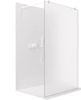Sprchové dvere CERANO - Sprchová zástena Walk-in Onyx Duo Ľ/P - 8 mm - okrúhla vzpera - biela matná, mliečne sklo - 80x200 CER-8050BD2191