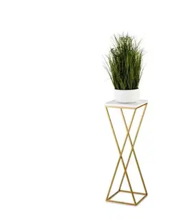 Stojany na kvetiny HowHomely Stojan na kvety LOFT 70x24 cm zlatá/biela 10-1630-70-GW-MDF