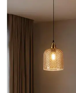 Svietidlá  Luster na lanku ROCCO 1xE27/15W/230V zlatý/dymovo béžový LM-1.330/ZŁOTY