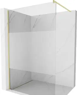 Sprchové dvere MEXEN/S - Kioto Sprchová zástena WALK-IN 110 x 200, transparent/dekor 8 mm, zlatá kartáčovaná 800-110-101-55-35