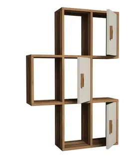 Regály Nástenná polica Flora - Walnut, Cream
