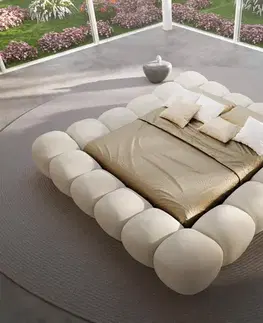 Čalúnené postele DELIFE Čalúnená posteľ Perlla 180x200 cm bouclé krémovo biela