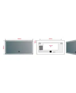 Kúpeľňové zrkadlá SAPHO - GEMINI zrkadlo s LED osvetlením 120x60cm, chytré funkcie GM120K