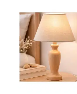 Lampy  Stolná lampa AMFORA 1xE27/60W/230V béžová/buk LN-1.D/NAT