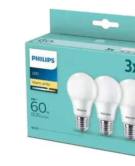 Žiarovky Philips LED 60W A60 E27 230V WW FR 3ks promopack